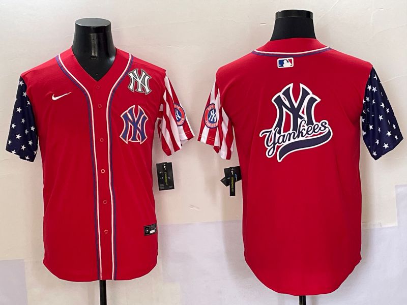 Men New York Yankees Blank Red a generation of national flags Jointly Name 2025 Nike MLB Jersey style 19